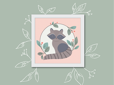 Cute raccoon animals forest illustration raccoon vector