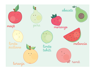 Little cute fruits cute design fruits illustration vector
