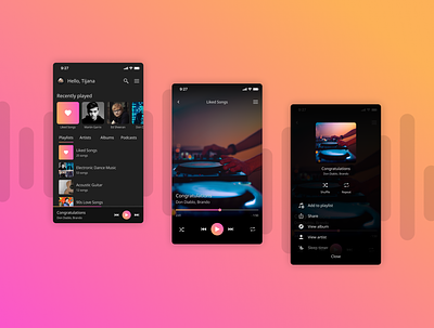 Music Player App Exploration appdesign mobiledesign uidesign uiux userinterface uxdesign
