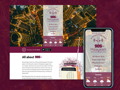 Radio 98.6 Website 986 mobile website on air photoshop qatar qatar radio radio radio channel radio jockeys radio website responsive design rjs uiux web design web uiux