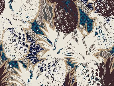 pineapple batik design batik contemporary design ethnic fabric fashion floral design illustration leaves pattern pineapple print seamless pattern textile design