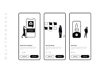 Walkthroughs andriod walkthroughs black color design illustraion ios walkthroughs