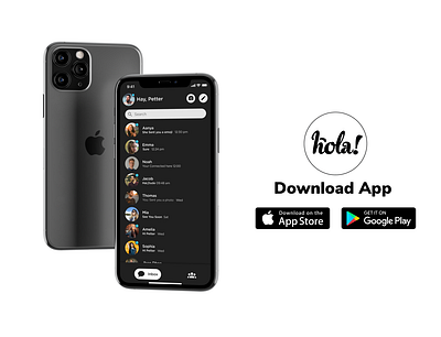 Hola app design chatting chatting app dark theme design uidesign