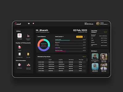 Connet ( Employee Portal ) attendence color connect darkmode darkmode dashboard dashboard dashboard design dashboard ui design employee portal office app office dashboard portal ui web design