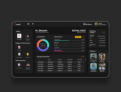 Connet ( Employee Portal ) attendence color connect darkmode darkmode dashboard dashboard dashboard design dashboard ui design employee portal office app office dashboard portal ui web design