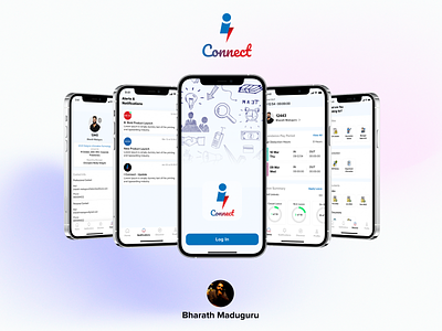 Connect - Employee Portal (Mobile App) attendence color company app company dashboard concept corporate app employee portal graphic design interface ios app layout logo mobile app mockup presentation style ui design user pannel ux design