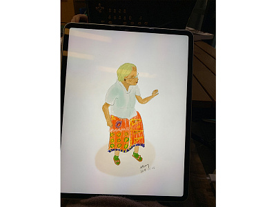 Grandma drawing illustration