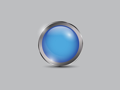 Blue Button Realistic 3d blue button circle glossy icon metal realistic shiny vector