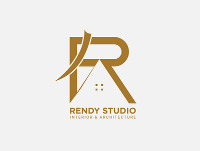 Rendy Studio Logo elephant ivory flat house letter logo modern