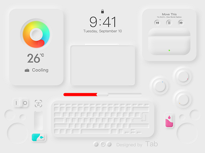 Neumorphism Desktop Light 2020trend airpods airpods pro apple clean design face id figma guide illustration light light theme nature neat neumorphism shadows soft ui switch ui white