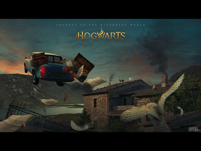 Journey To The Hogwarts car cinematic concept art digital art digital paint dramatic gennet studio harry potter hogwarts illustration manipulation photoshop wizard