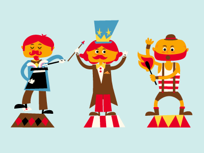 Circus characters characters circus design icon illustration magic retro