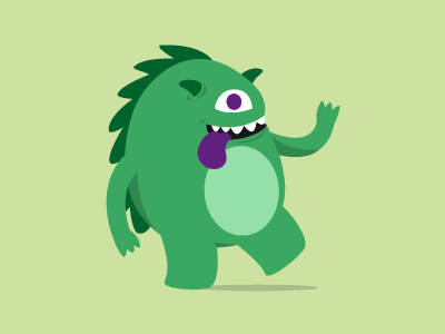 Monster character design dinosaur eye hello illustration mosnter