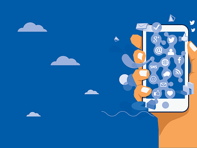 Social Media blue design icon illustration like smartphone social media