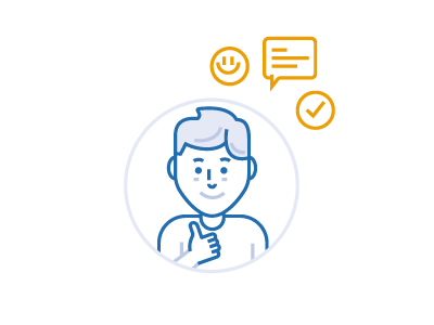 Ok! app blue corporate design icon illustration orange tech