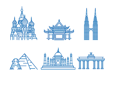 World Icons cities design icon illustration lineal world