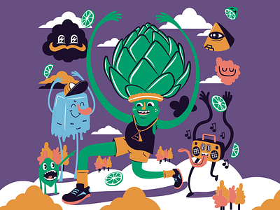 Artichoke artichoke chacracter color design digital food hip hop illustration music