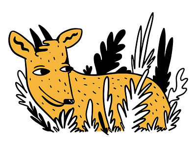 Pudu animal character design digital illustration nature yellow