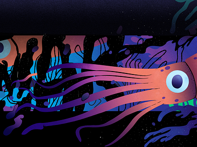 Squid design digital eye illustration sea squid