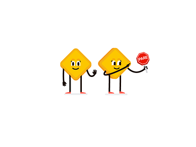 Traffic Signs Series - Warning Sign character design illustration yellow