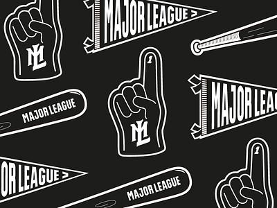 Major League Illustrations baseball bat black foam finger icon illustration league major one pennant sport white