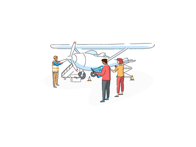 InFlight / Website Illustration blue blueprint characters design digital fly illustration inflight plane website