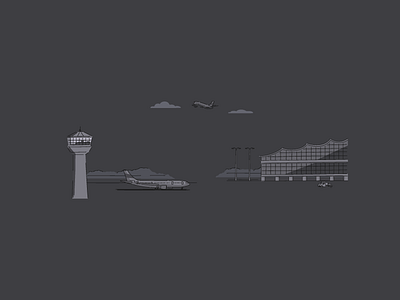 InFlight / Website Illustration airport design digital fly grey illustration inflight plane website