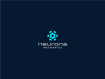 Neurona branding circle engineering gear logo mechanics neuron robot