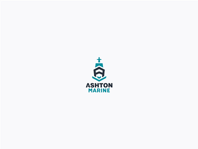 Ashton Marine barge branding cargo initial logo marine sea ship transport tugboat water