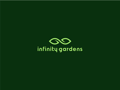 Infinity Gardens branding character design flat garden green infinity leaf logo minimal plant