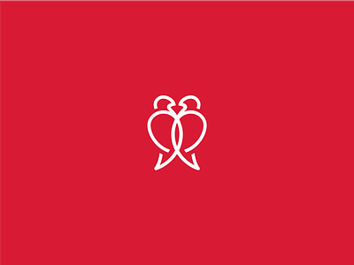 Lovebirds birds branding date heart line logo love lovers pigeon red