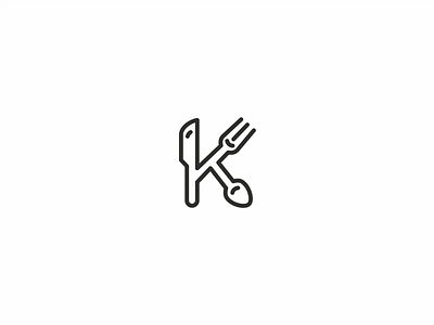 Homework IV - K for kitchen cutlery food fork initial kitchen knife letter logo monogram shape spoon