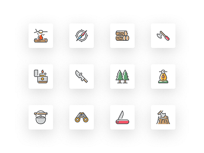 Free Adventure and Survival Icon Set adventure barbecue binocular compass icon icons journey jungle survival village