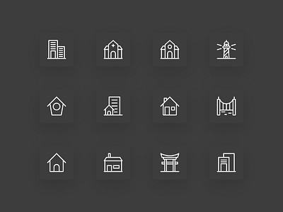 Free Building Icon Set bird house building building icons home hospital icon icons japanese gate lighthouse school torii gate