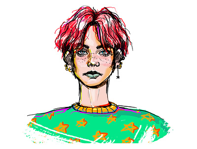 Felix bold boy boy illustration character colors cool digital painting freakles hair handsome illustration inspiration stars vivid