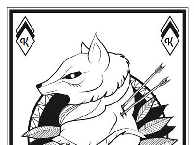 Strong & Brave black illustration illustrator king playcard white wolf