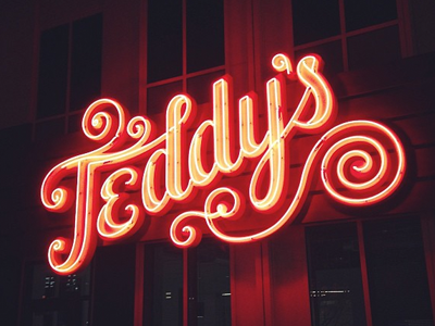 Teddy's Nacho Royale Signage branding identity logo neon restaurant script signage type