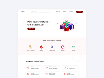 Gift - Website app branding categorize design gift girl illustration landing page present recipient ui ux web