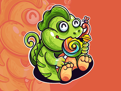 Chameleon Candy Illustration animal branding candy charmeleon chill design food icon illustration logo