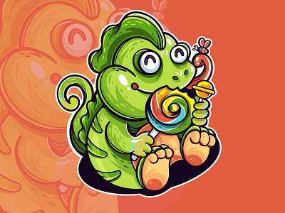 Chameleon Candy Illustration