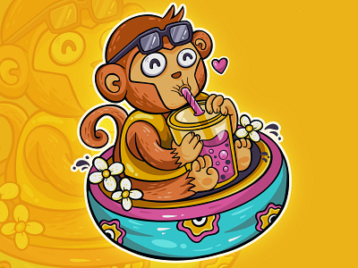 Chillin monkey illustration animal bobadrink branding chill design food icon illustration logo monkey vector