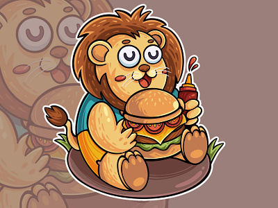 Lion breakfast illustration animal branding burger chill design food icon illustration lion logo meal vector