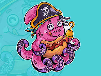 Captain Octopus Dinner Illustration