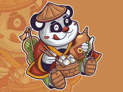 Dimsum Master Panda animal chinese culture design dimsum food icon illustration logo panda sake