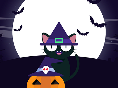 New Shot - 11/05/2018 at 10:08 AM cartoon cat desing flat flat design helloween illustration magic vector