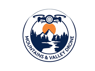 mountain and valley drone classic design icon logo minimal retro vector vintage vintage badge