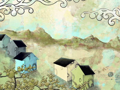 Seven Houses art digital japanese painting prints