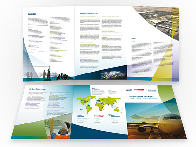 Tri-fold 6 Panel Brochure 6 panel airport blue brochure corporate green map panel print tri tri fold