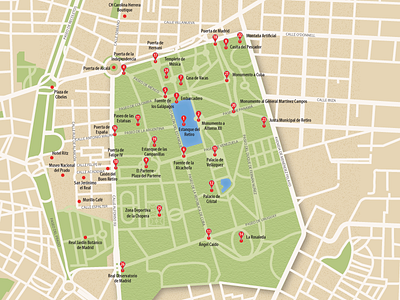 Retiro Park Madrid Map Design