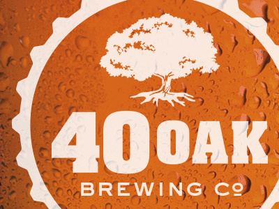 40 Oak logo on pint glass beer branding brewery icon illustration logo oak tree